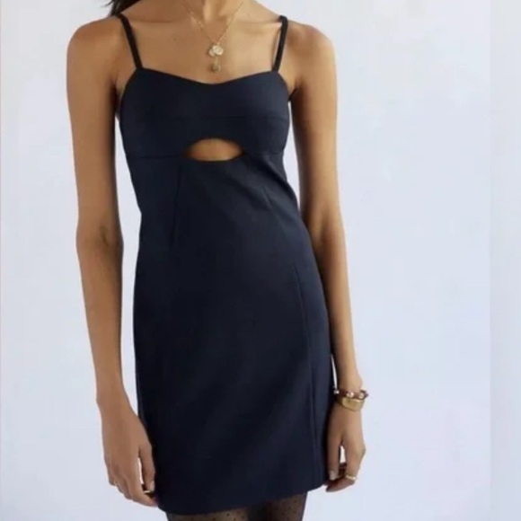 NWT MARE MARE Sleeveless Deep Navy Cut Out Front Side Zip Mini Dress Size Medium - Picture 1 of 4